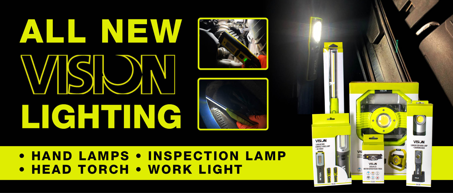 ALL NEW VISION LIGHTING - Hand Lamps - Insepction lamp - Head Torch - Work Light